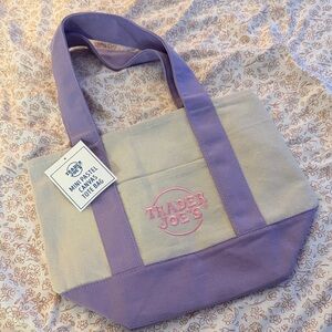 Lavender & Cream Mini Canvas Tote Bag